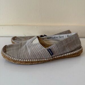 Viscata Barceloneta Espadrille Flats taupe Beige Canvas Slip On ShoeSize 39 / 8